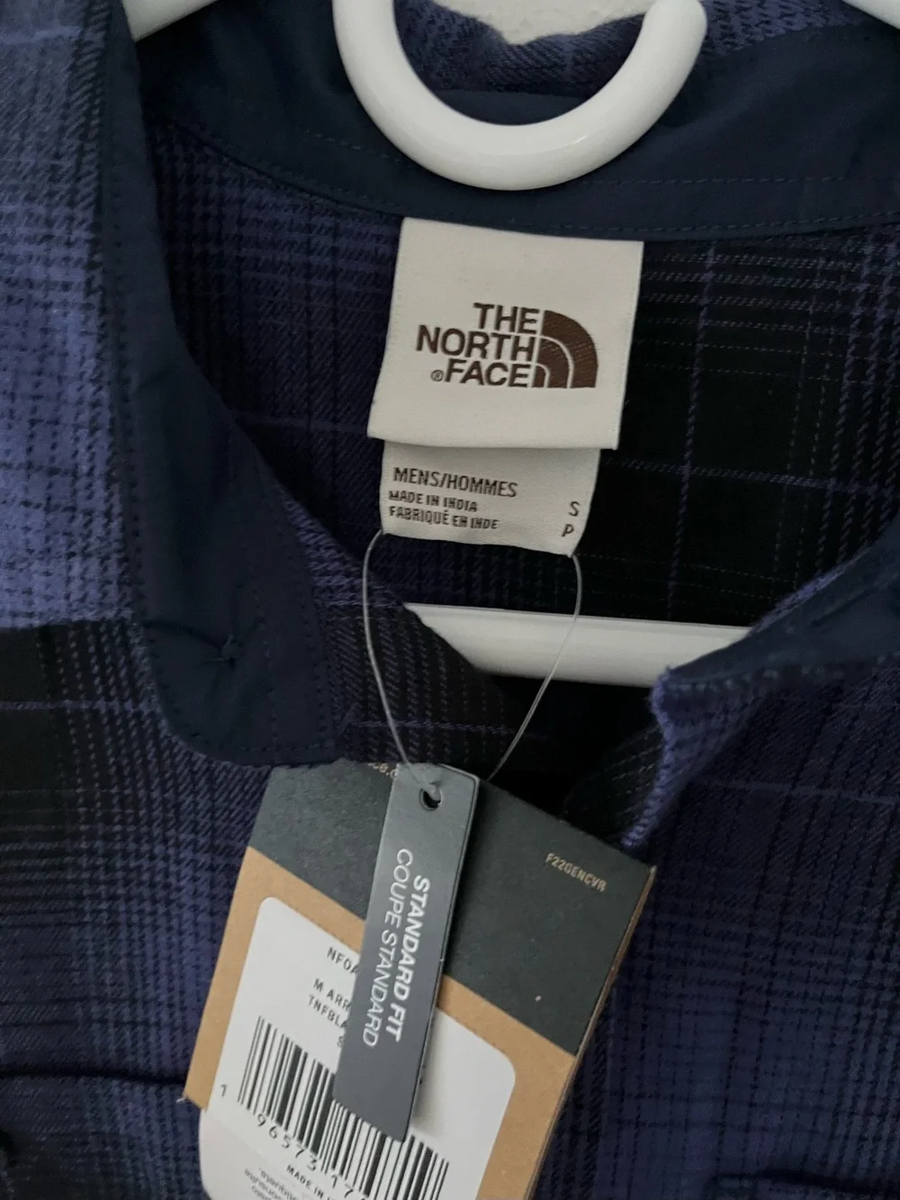 The North Face Men's Navy and Black Plaid Button-Down Shirt